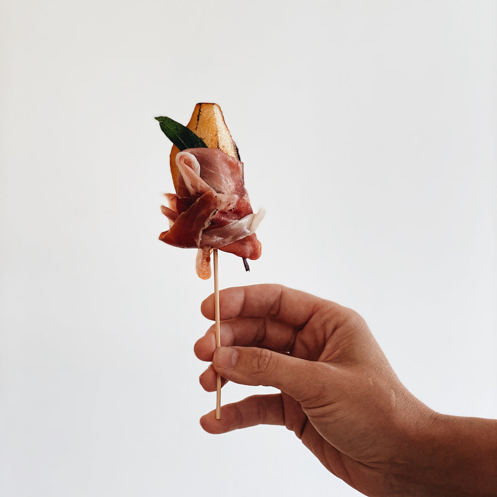 CARAMELIZED PEAR & PROSCIUTTO SKEWER