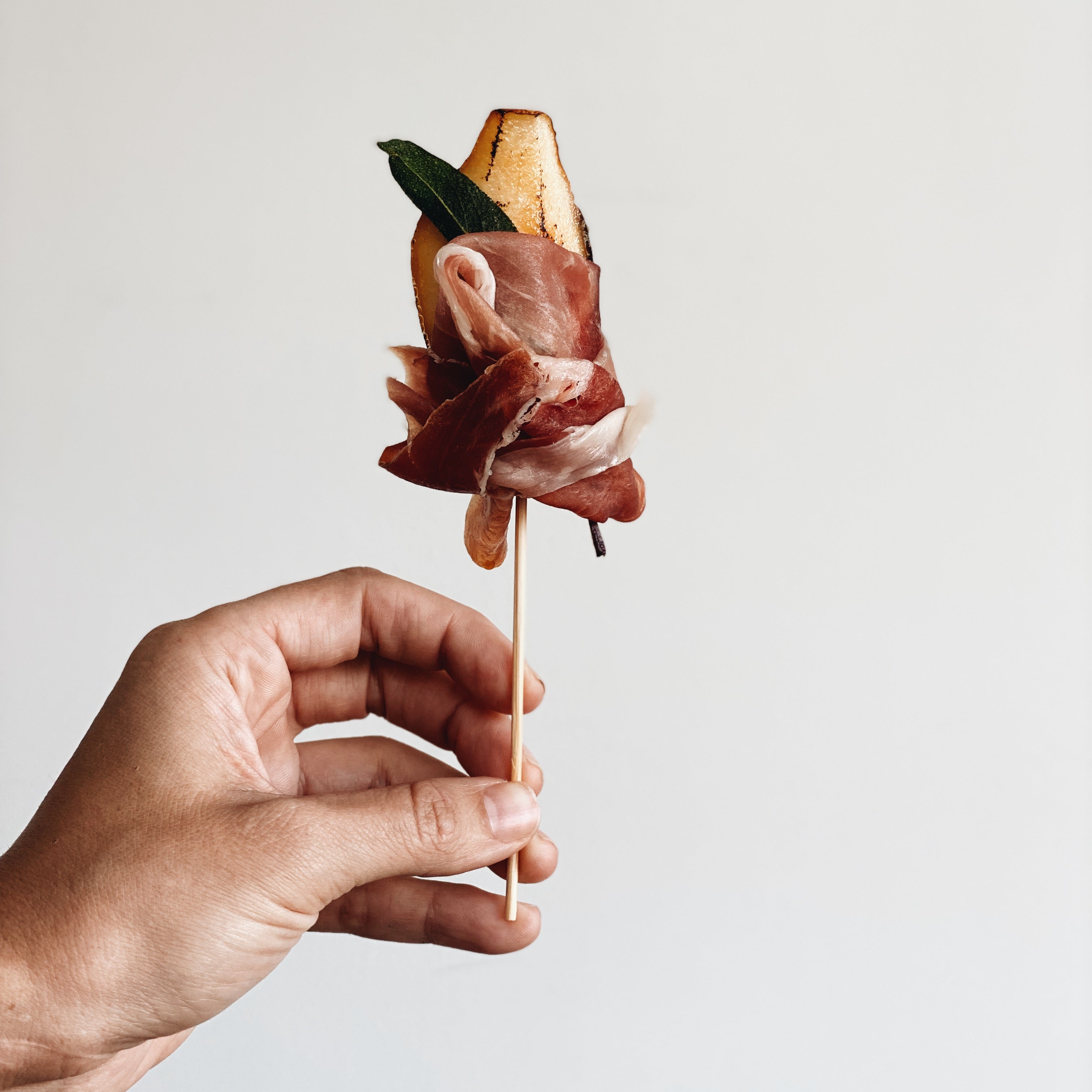 HEIRLOOM PEAR & PROSCIUTTO SKEWER